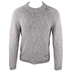 LOUIS VUITTON Size S Light Gray Melange Cotton / Polyamide Raglan Sweater