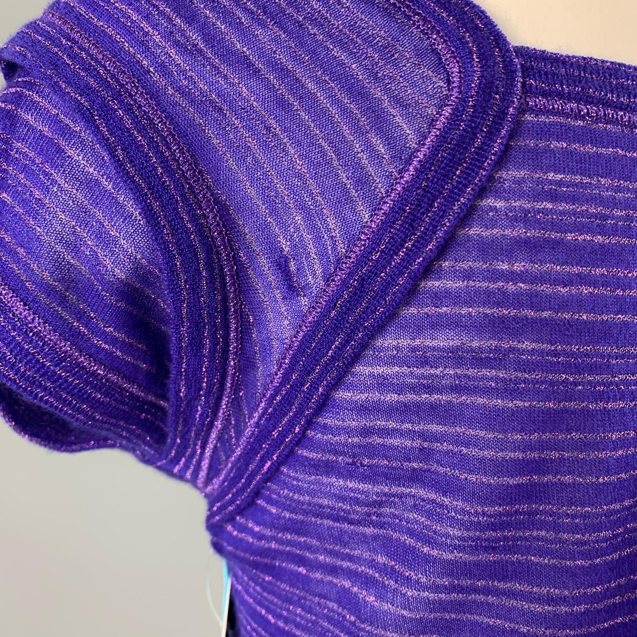 Women's LOUIS VUITTON Size S Purple Cashmere Blend Stripe Short Sleeve Casual Top