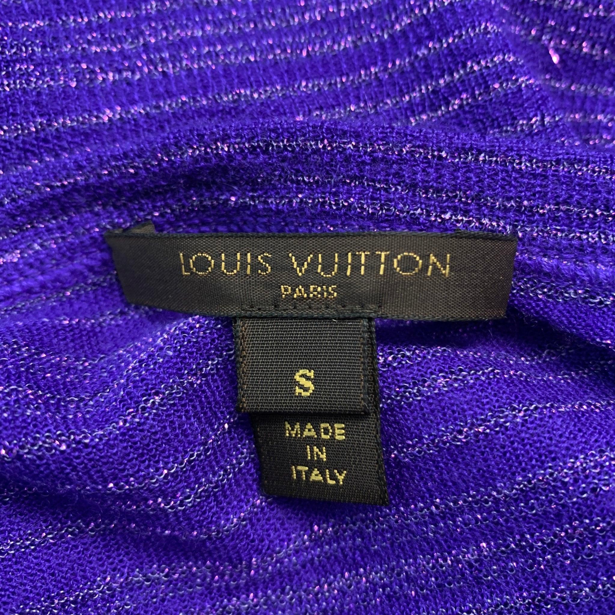 LOUIS VUITTON Size S Purple Cashmere Blend Stripe Short Sleeve Casual Top 3