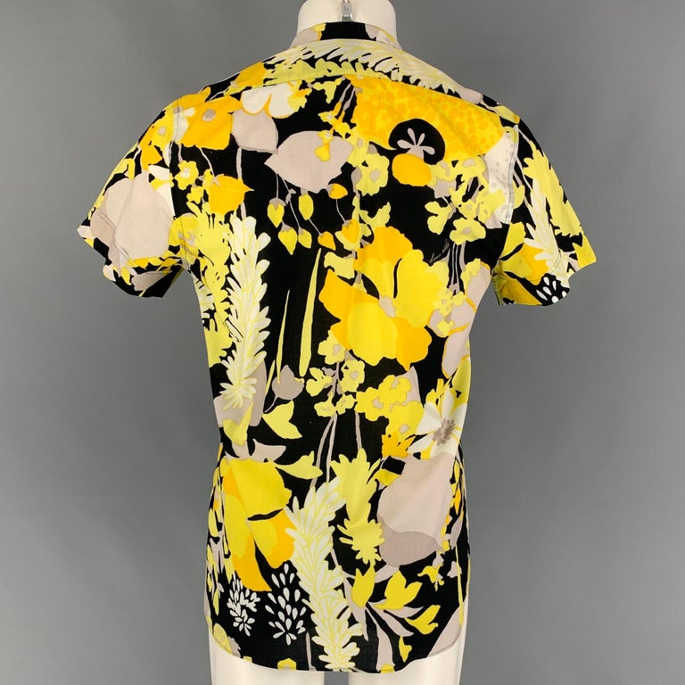 Louis Vuitton Flower Pattern Yellow-Black Hawaiian Shirt, Short