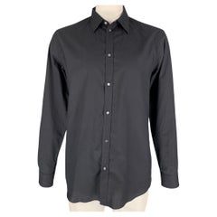LOUIS VUITTON Size XL Black Jacquard Cotton Button Up Long Sleeve Shirt