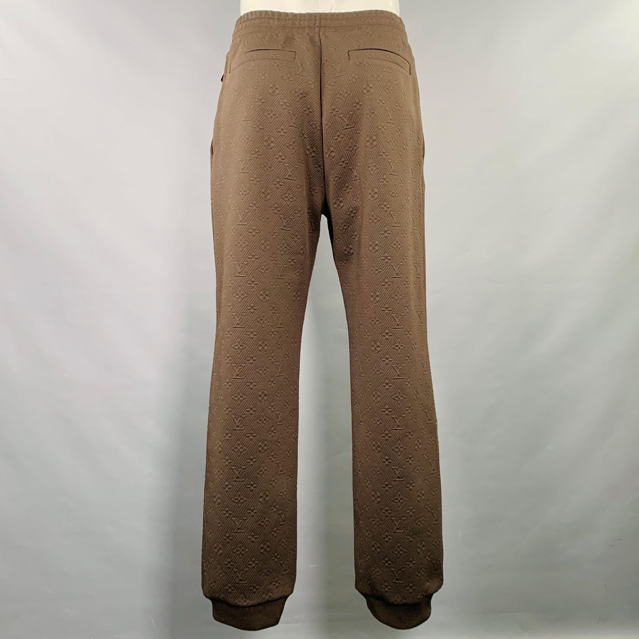 LOUIS VUITTON Size XL Brown Monogram Polyester Blend Joggers Casual Pants In Excellent Condition In San Francisco, CA