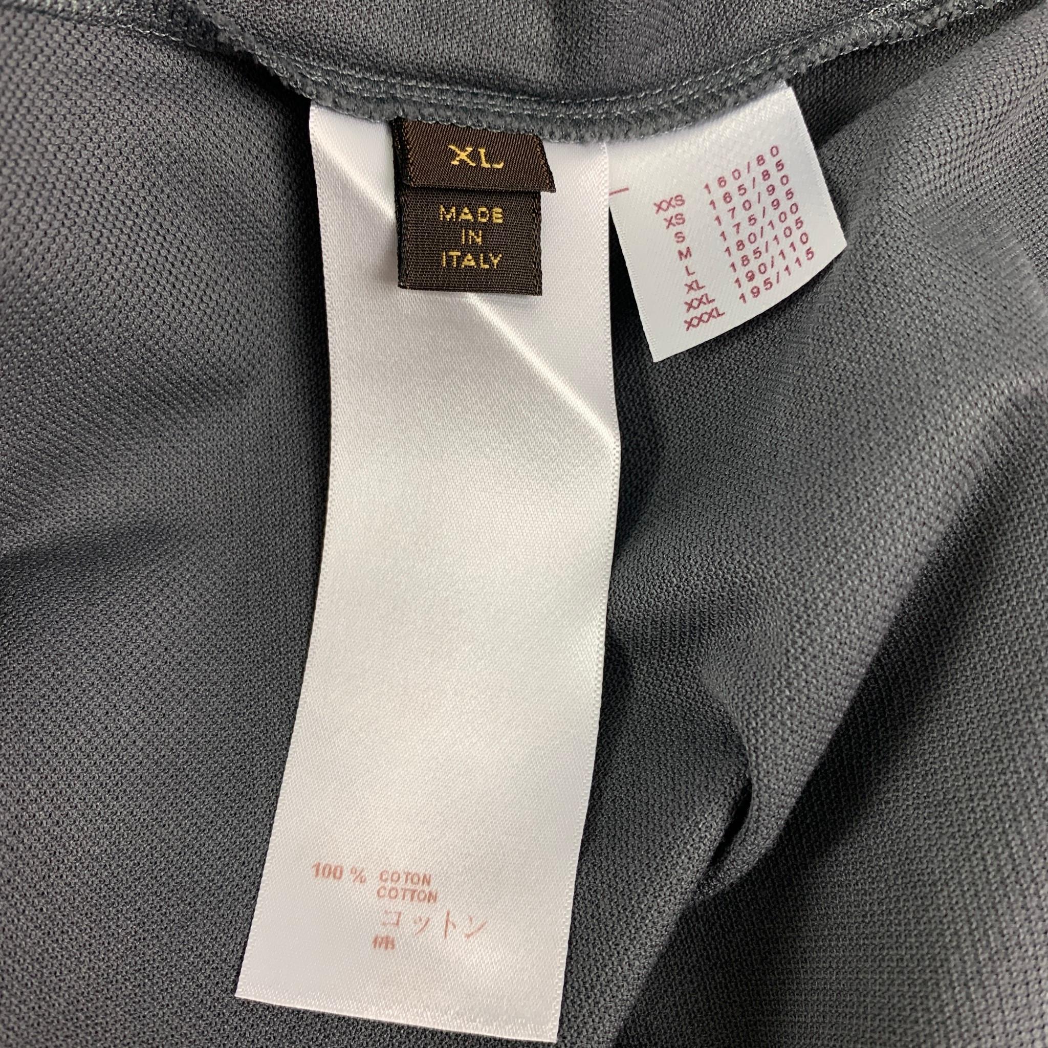 LOUIS VUITTON Size XL Grey Cotton Buttoned Polo In Excellent Condition In San Francisco, CA