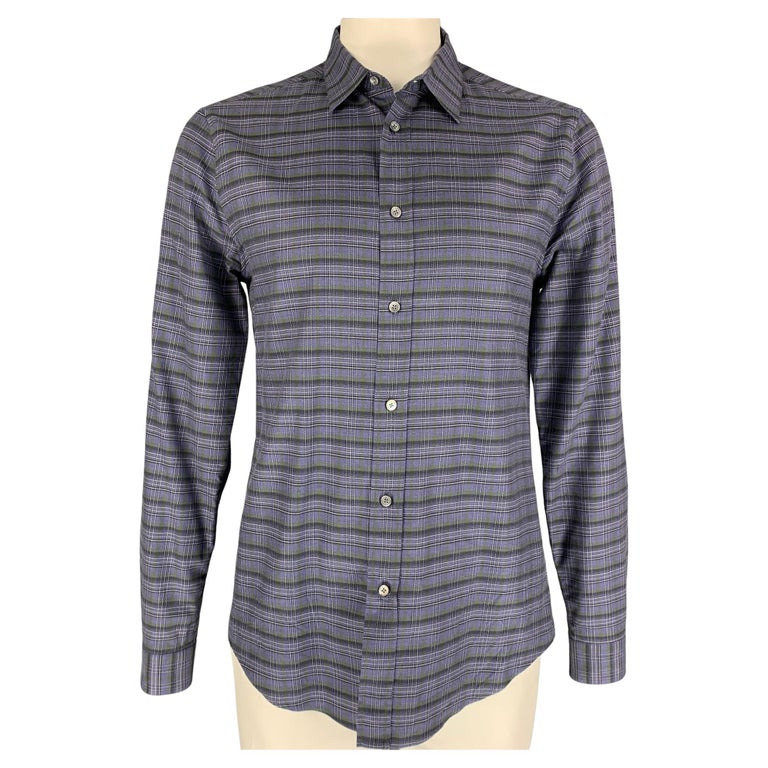 LOUIS VUITTON Size XL Purple Black Green Plaid Cotton Long Sleeve Shirt For  Sale at 1stDibs
