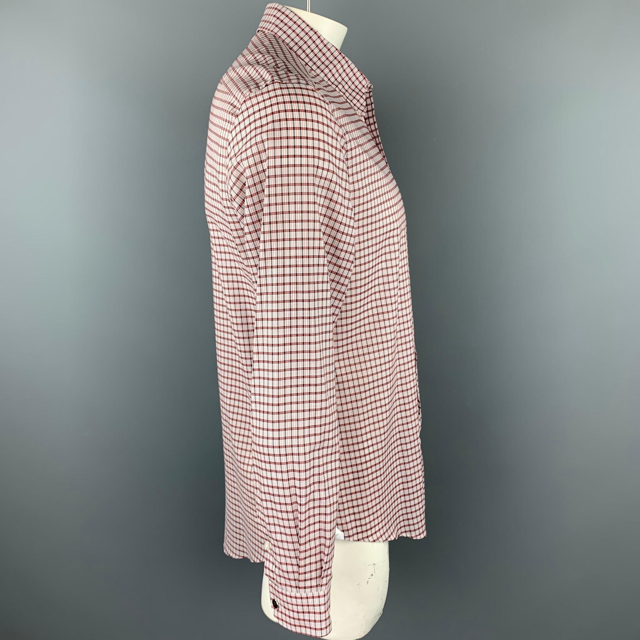 LOUIS VUITTON long sleeve shirt comes in a rose & brick plaid cotton featuring a button up style and a spread collar. Made in France.

Excellent Pre-Owned Condition.
Marked: XL

Measurements:

Shoulder: 18.5 in. 
Chest: 44 in.
Sleeve: 26 in.