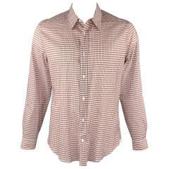 LOUIS VUITTON Size XL Rose & Brick Plaid Cotton Button Up Long Sleeve Shirt