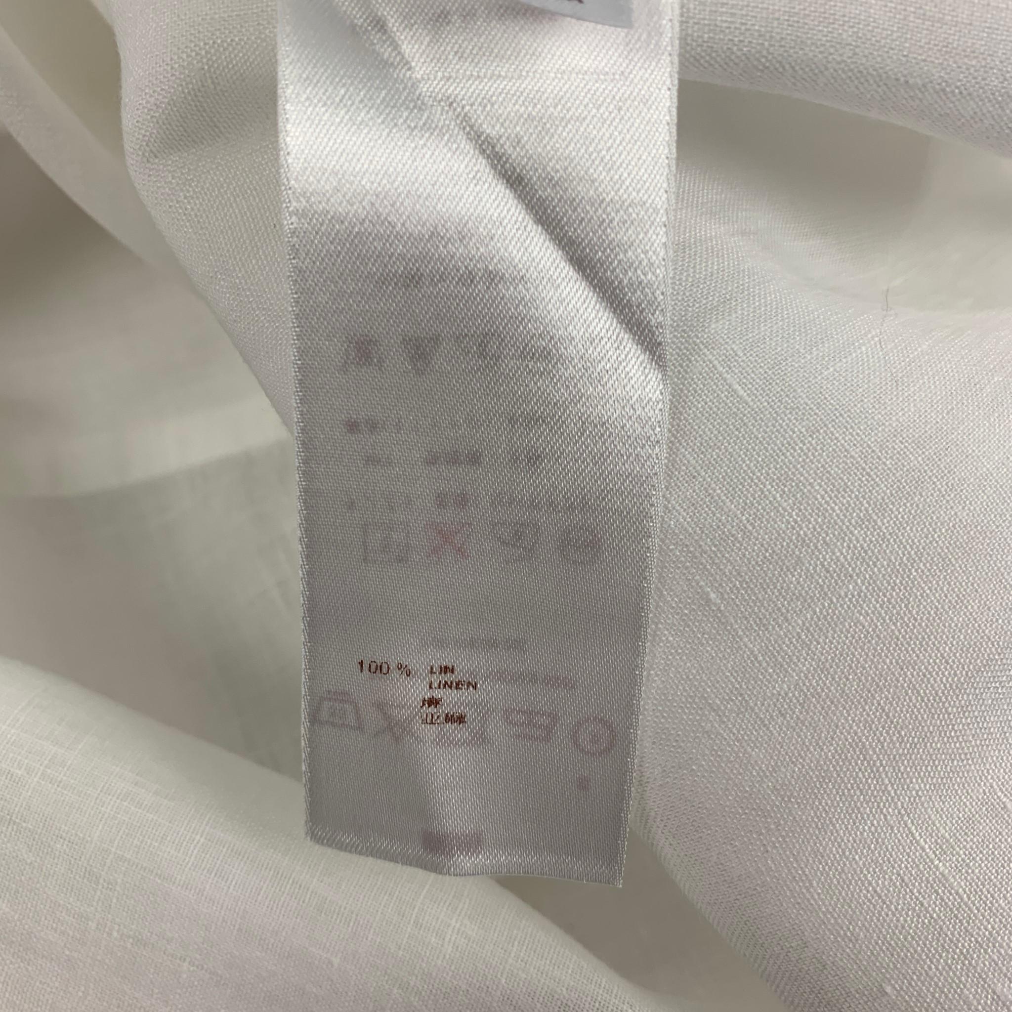 LOUIS VUITTON Size XL White Linen Button Up Long Sleeve Shirt In Excellent Condition In San Francisco, CA