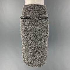 LOUIS VUITTON Bleistiftrock aus Baumwollmischung in Schwarz, Weiß und Grau, Größe XS