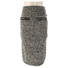 LOUIS VUITTON Size XS Black, White and Grey Cotton Blend Pencil Skirt