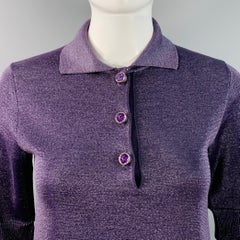 LOUIS VUITTON Size XS Metallic Purple Polyester Merino Wool Mini Polo Dress