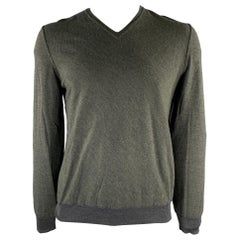 LOUIS VUITTON Größe XXL Grauer Wollpullover mit V-Ausschnitt, gestrickt in Anthrazit