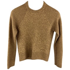 LOUIS VUITTON Size XXS Knitted Tan Cashmere / Silk Gold Button Pullover Sweater