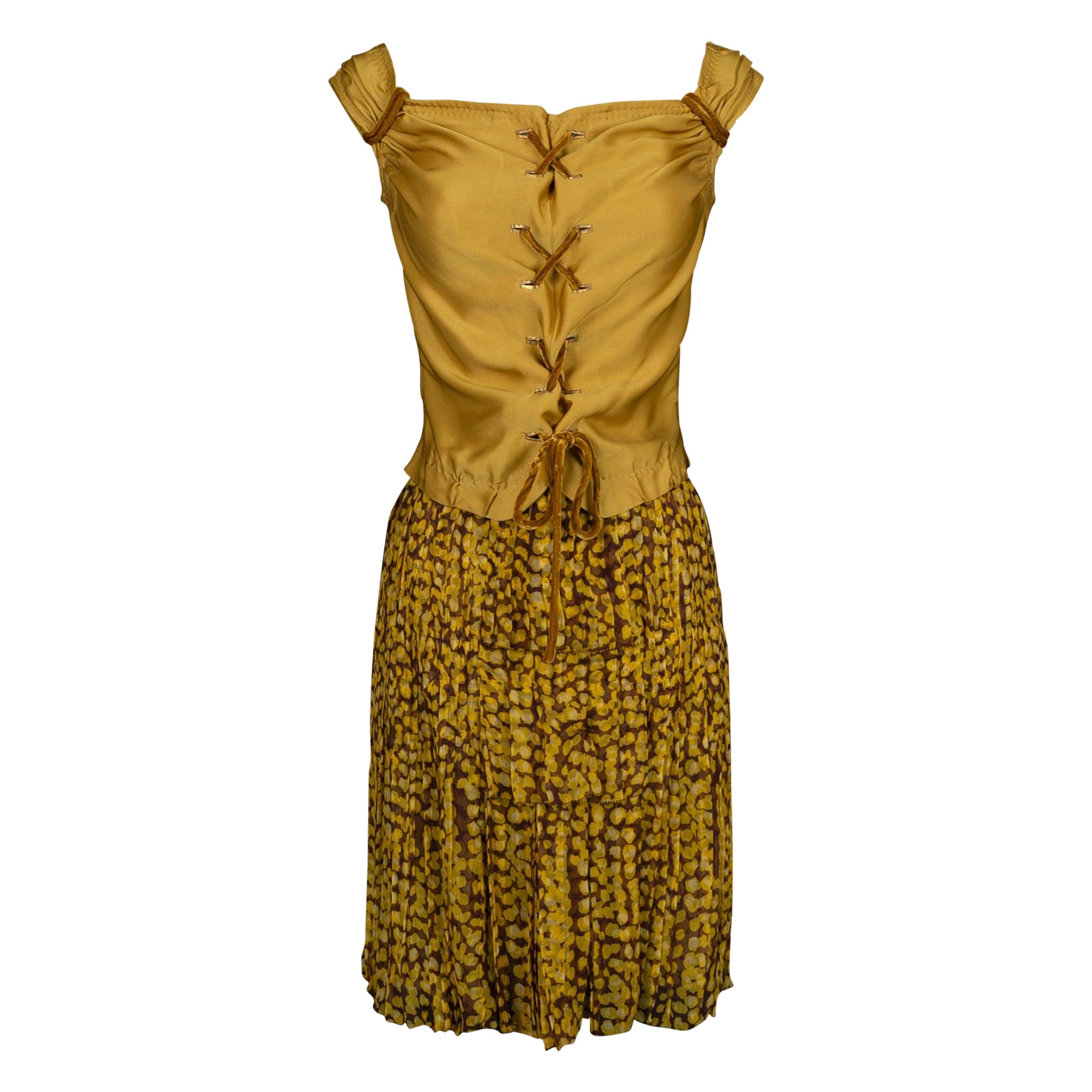 Louis Vuitton Skirt Set Composed of Top and Pleated Skirt