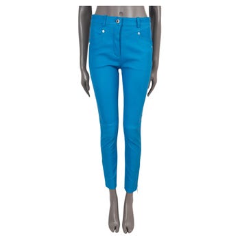 LOUIS VUITTON sky blue leather 2019 SKINNY Pants 36 XS