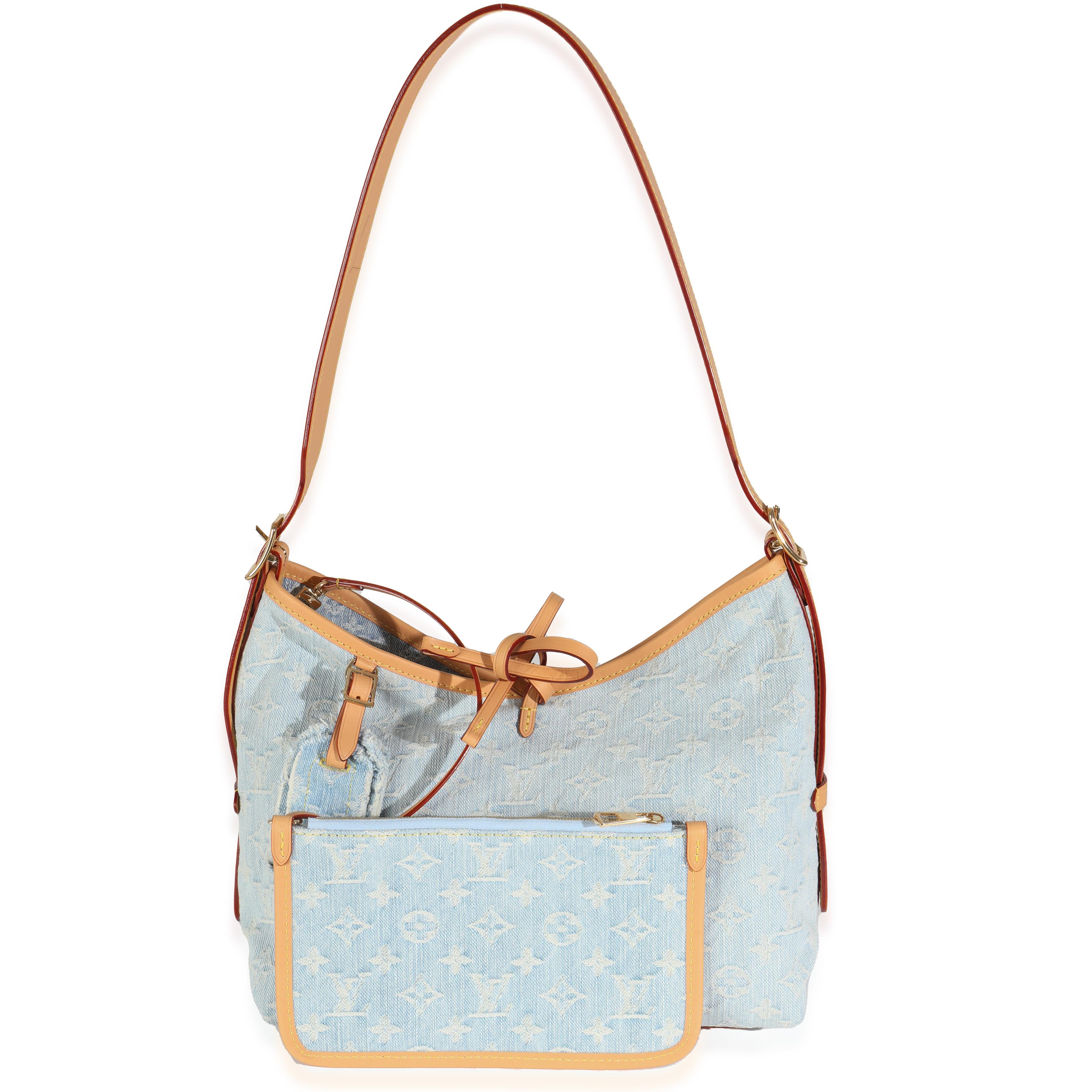 Grigio Louis Vuitton: borsa da viaggio in denim Monogram blu cielo PM
