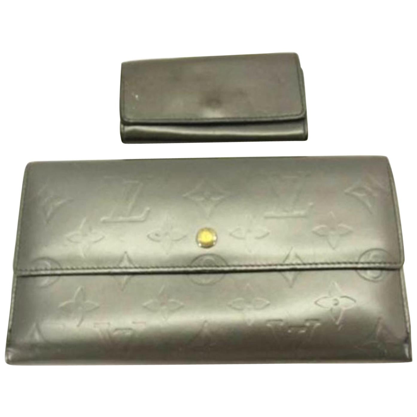 Louis Vuitton Slate Grey Monogram Vernis Mat Wallet and Key Case ( Wholesale Set For Sale