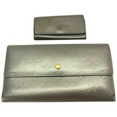 Vintage Louis Vuitton Slate Grey Monogram Vernis Mat Wallet and Key Case ( Wholesale Set