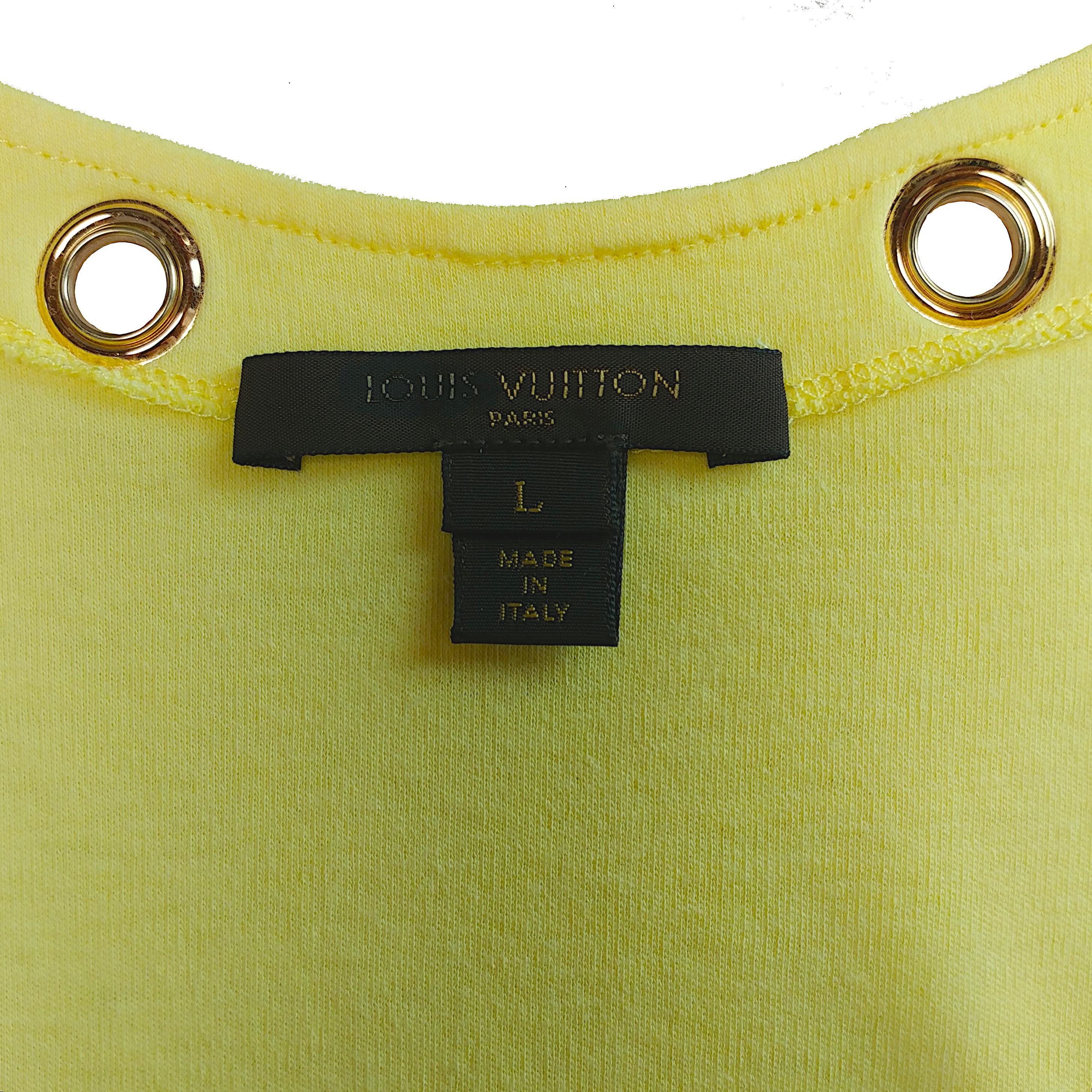 LOUIS VUITTON – Sleeveless Yellow Cotton Tank Top with Golden Rings  Size L 2