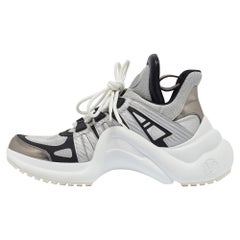 Louis Vuitton Sliver/Black Mesh and Leather Archlight Sneakers Size 41
