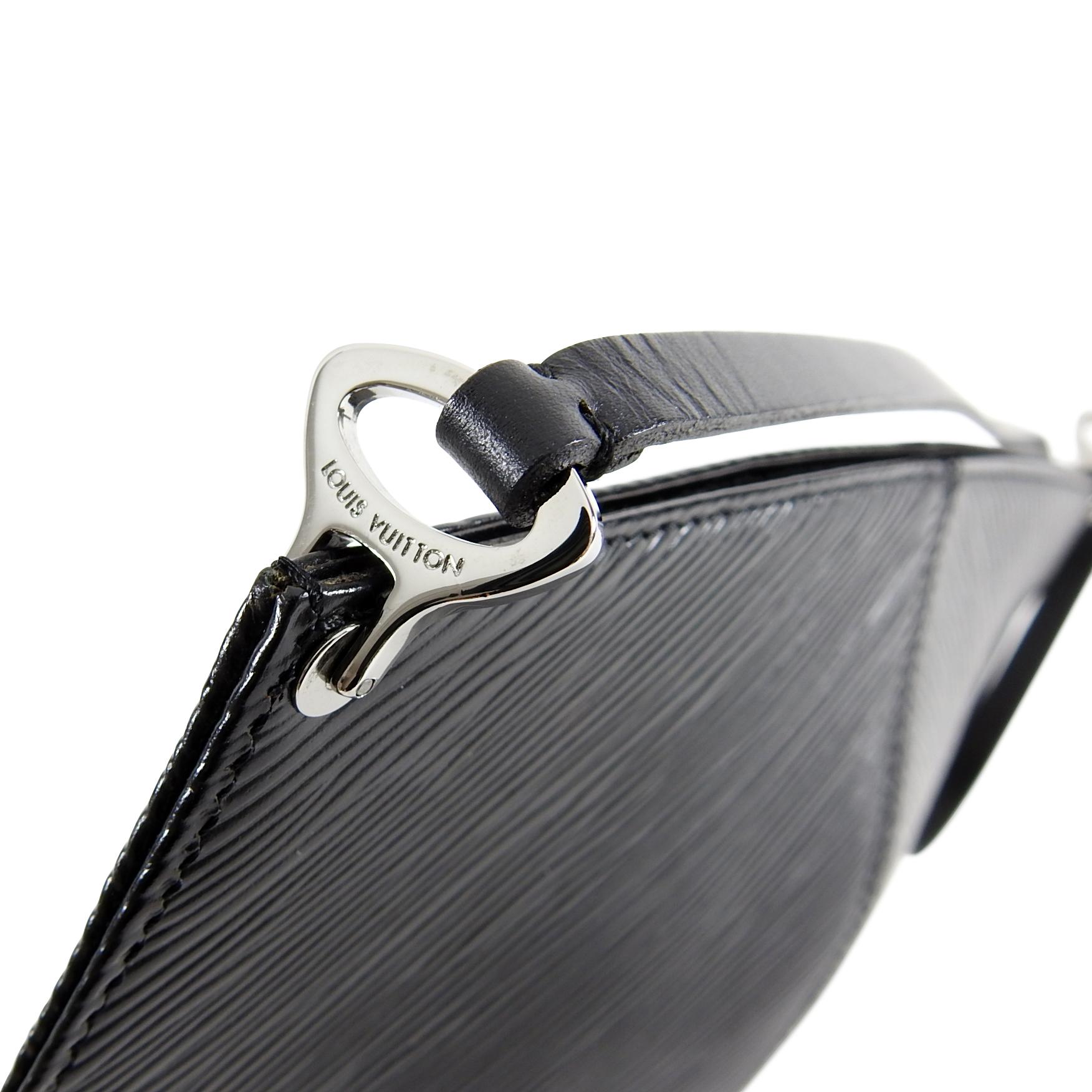 Louis Vuitton Small Black Epi Pochette Demi Lune Bag 1