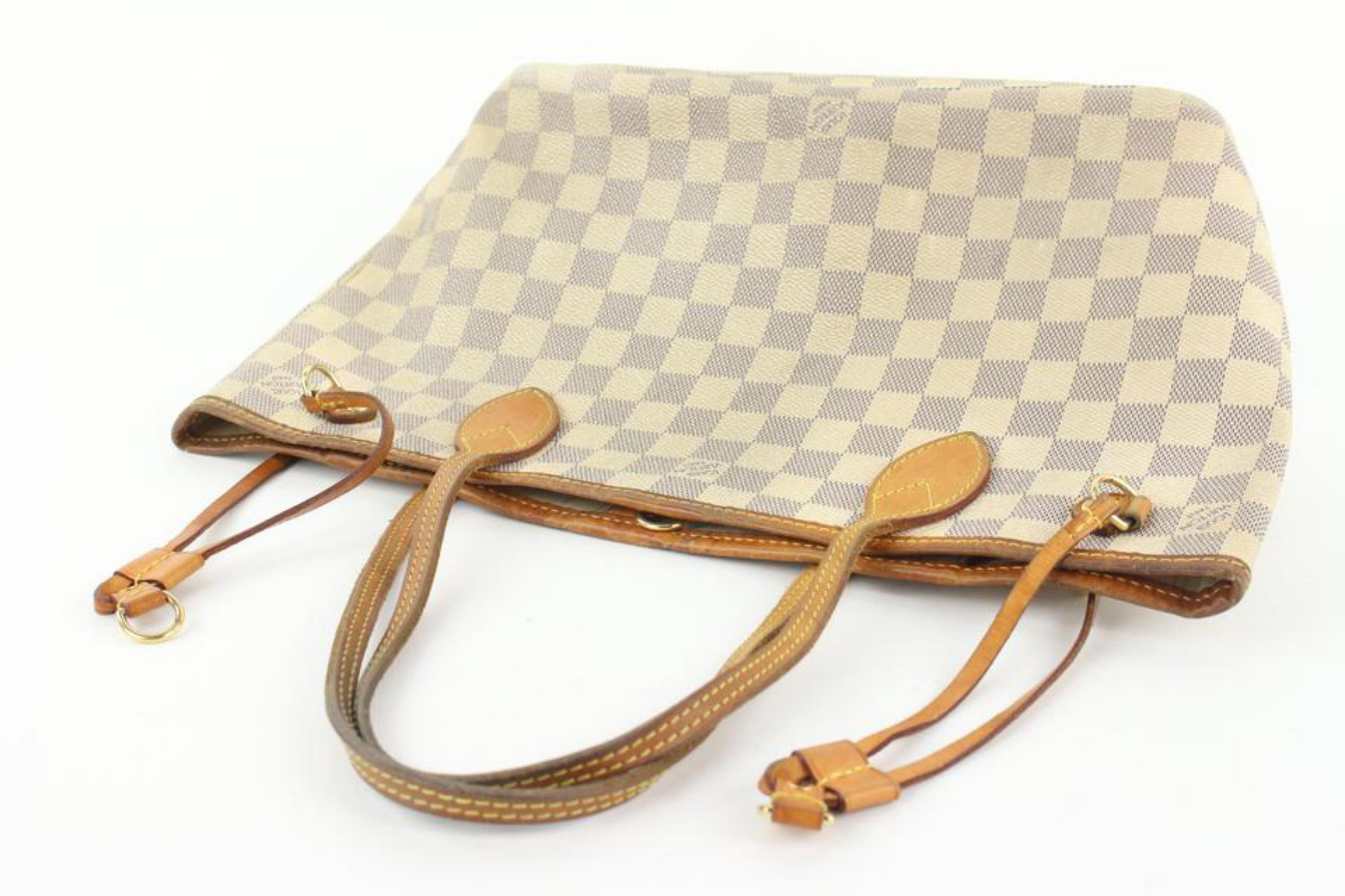 Louis Vuitton Small Damier Azur Neverfull PM Tote Bag 1lv53a In Fair Condition For Sale In Dix hills, NY