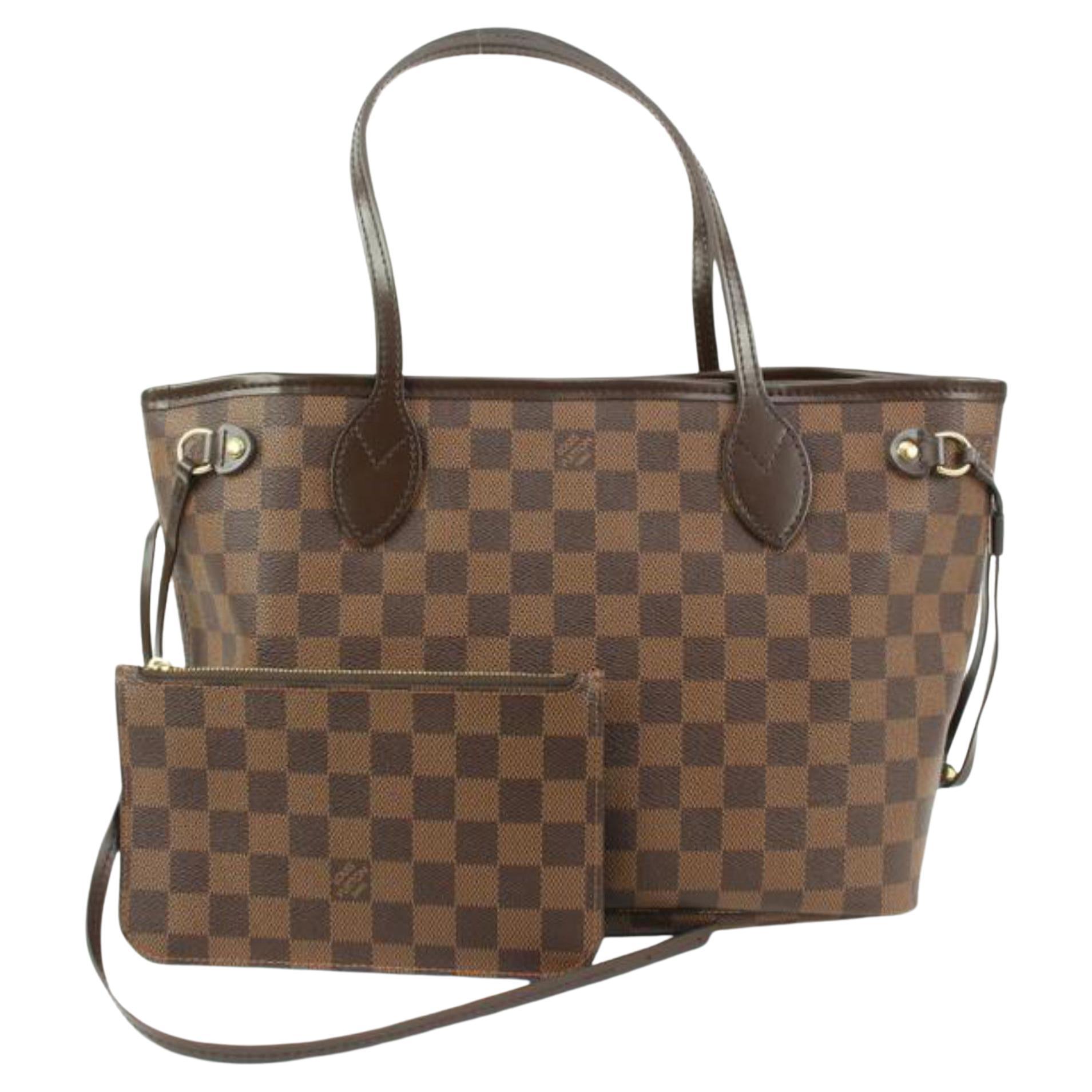 Louis Vuitton - Petit sac cabas Nevefull PM en damier ébène avec pochette 80lv39s en vente