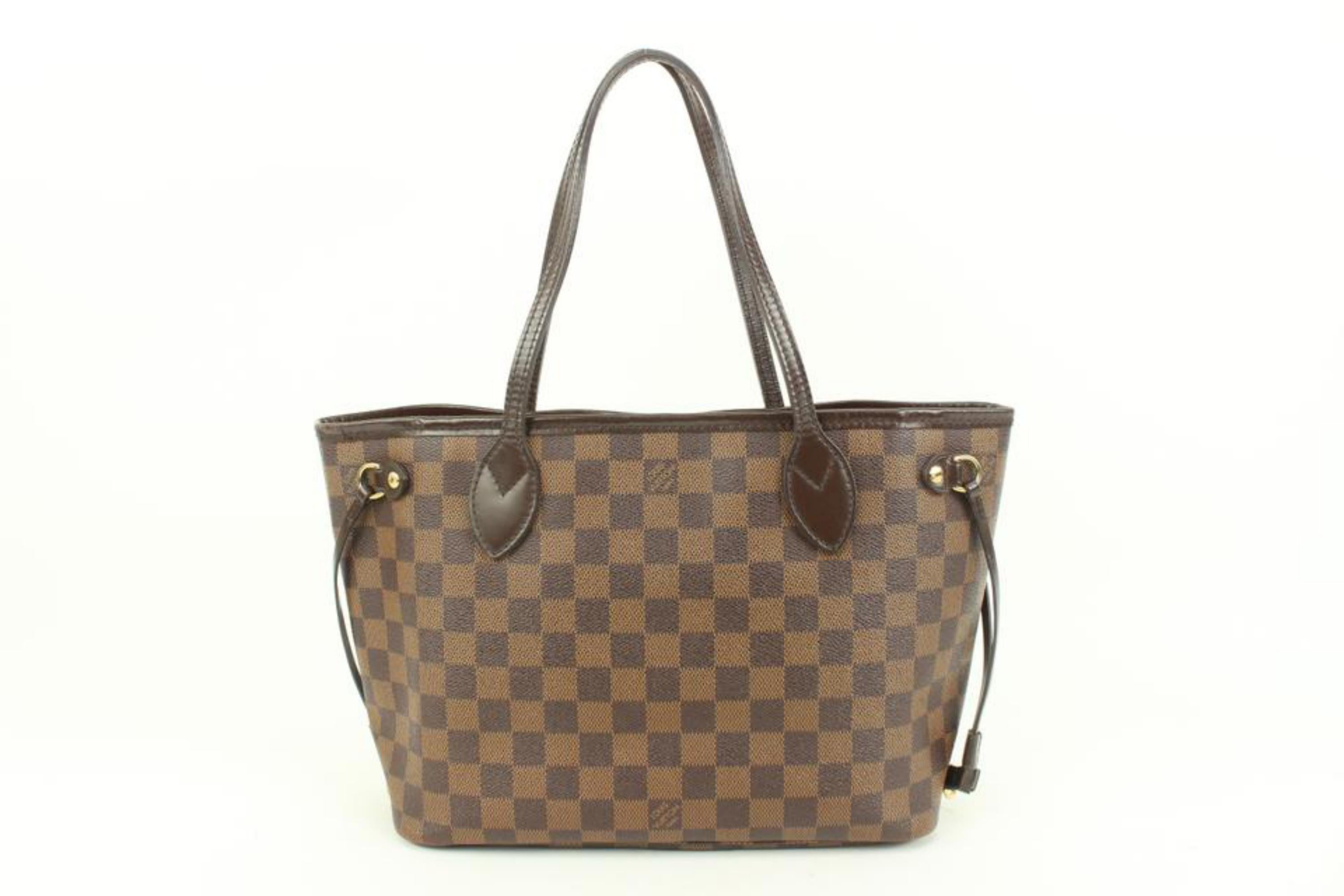 Louis Vuitton Small Damier Ebene Neverfull PM Tote Bag 41lk68 For Sale 2