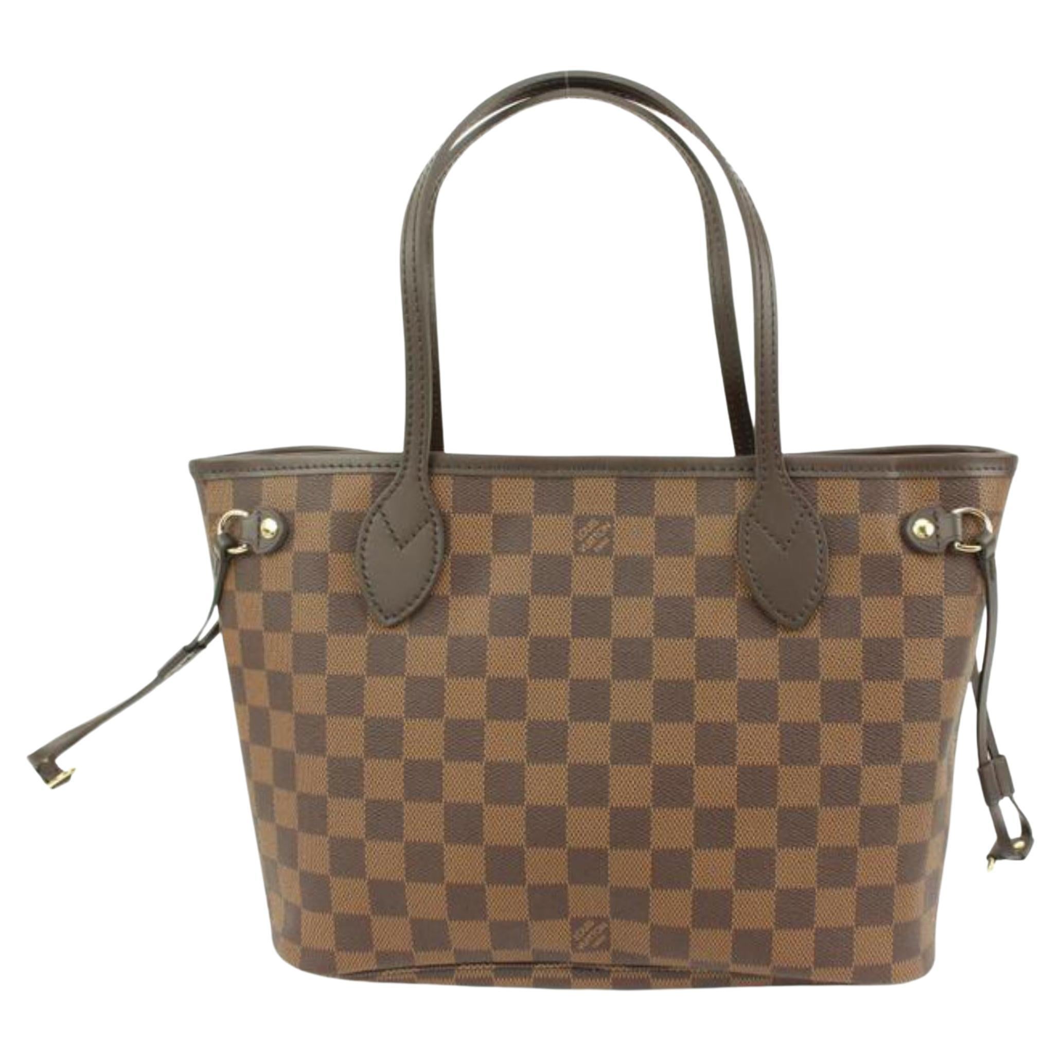 Louis Vuitton Small Damier Ebene Neverfull PM Tote Bag 44lk82 For Sale