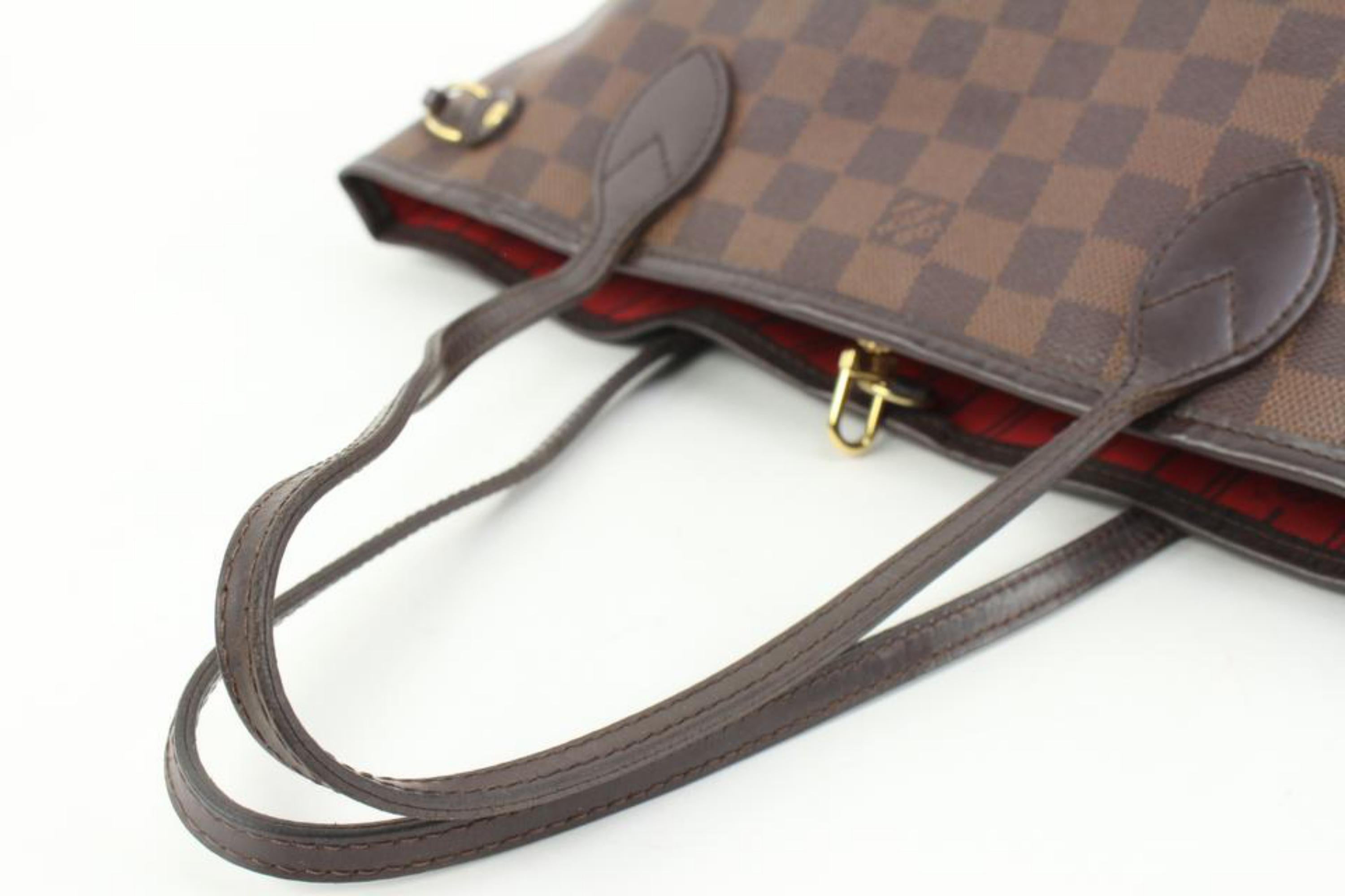 Louis Vuitton Small Damier Ebene Neverfull PM Tote Bag 4lv34s In Good Condition For Sale In Dix hills, NY