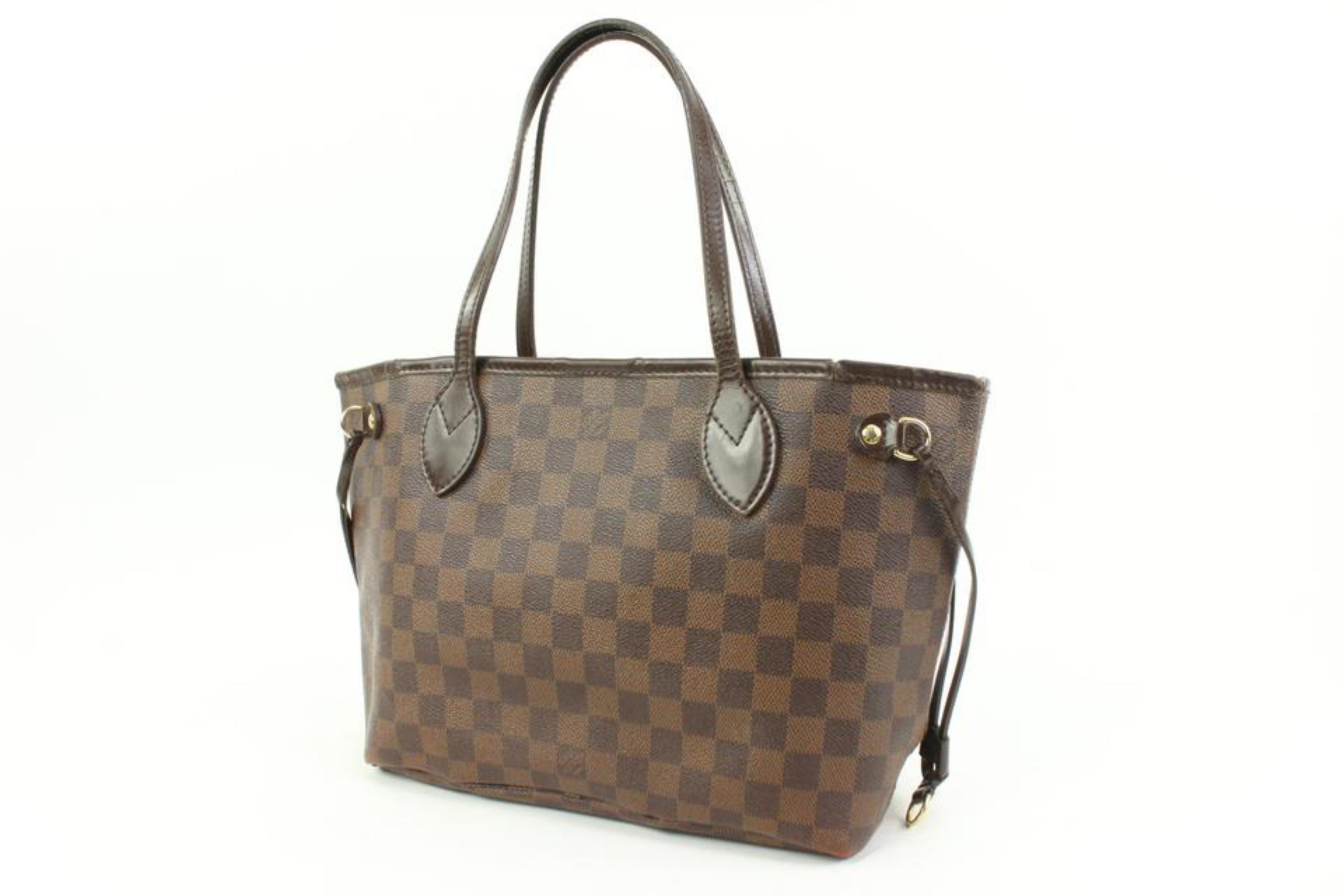 Louis Vuitton Small Damier Ebene Neverfull PM Tote Bag 70lv315s
Date Code/Serial Number: VI0191
Made In: France
Measurements: Length:  14.5