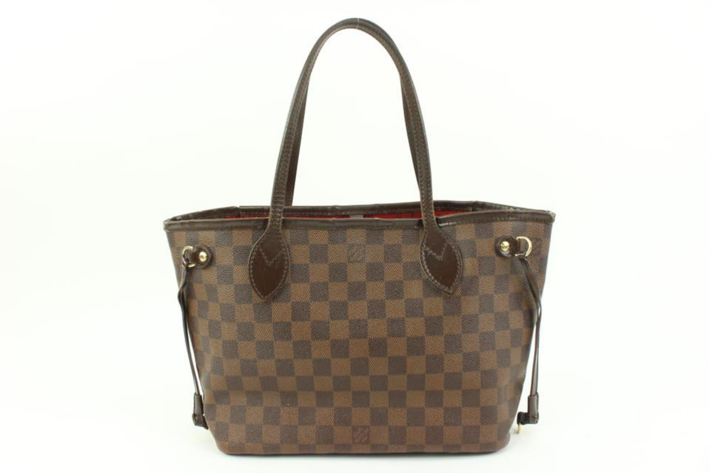 Brown Louis Vuitton Small Damier Ebene Neverfull PM Tote Bag 70lv315s For Sale