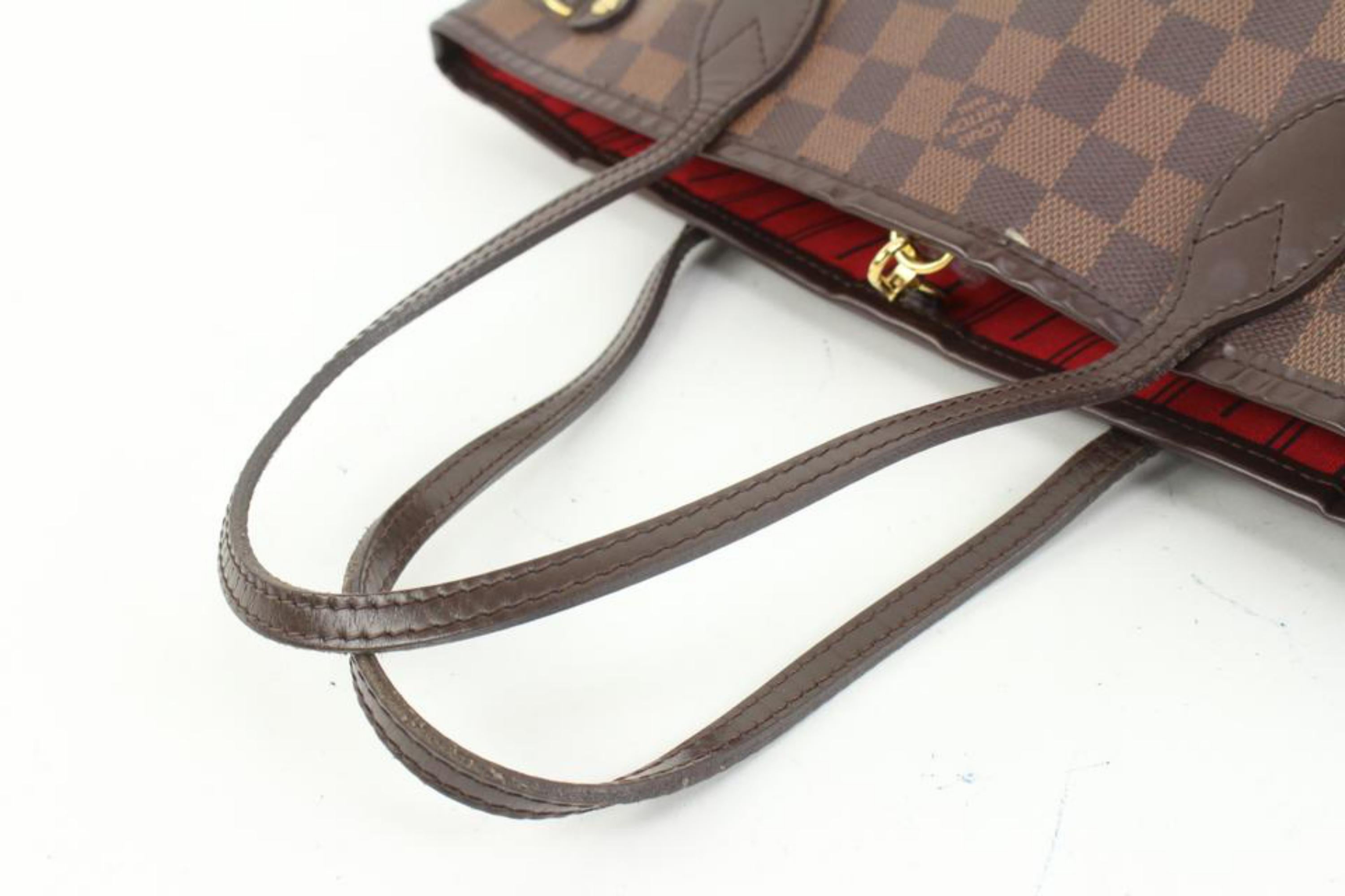 Louis Vuitton Small Damier Ebene Neverfull PM Tote Bag 94lz425s In Good Condition For Sale In Dix hills, NY