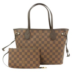 Louis Vuitton Small Damier Ebene Neverfull PM Tote With Pouch 44lk83