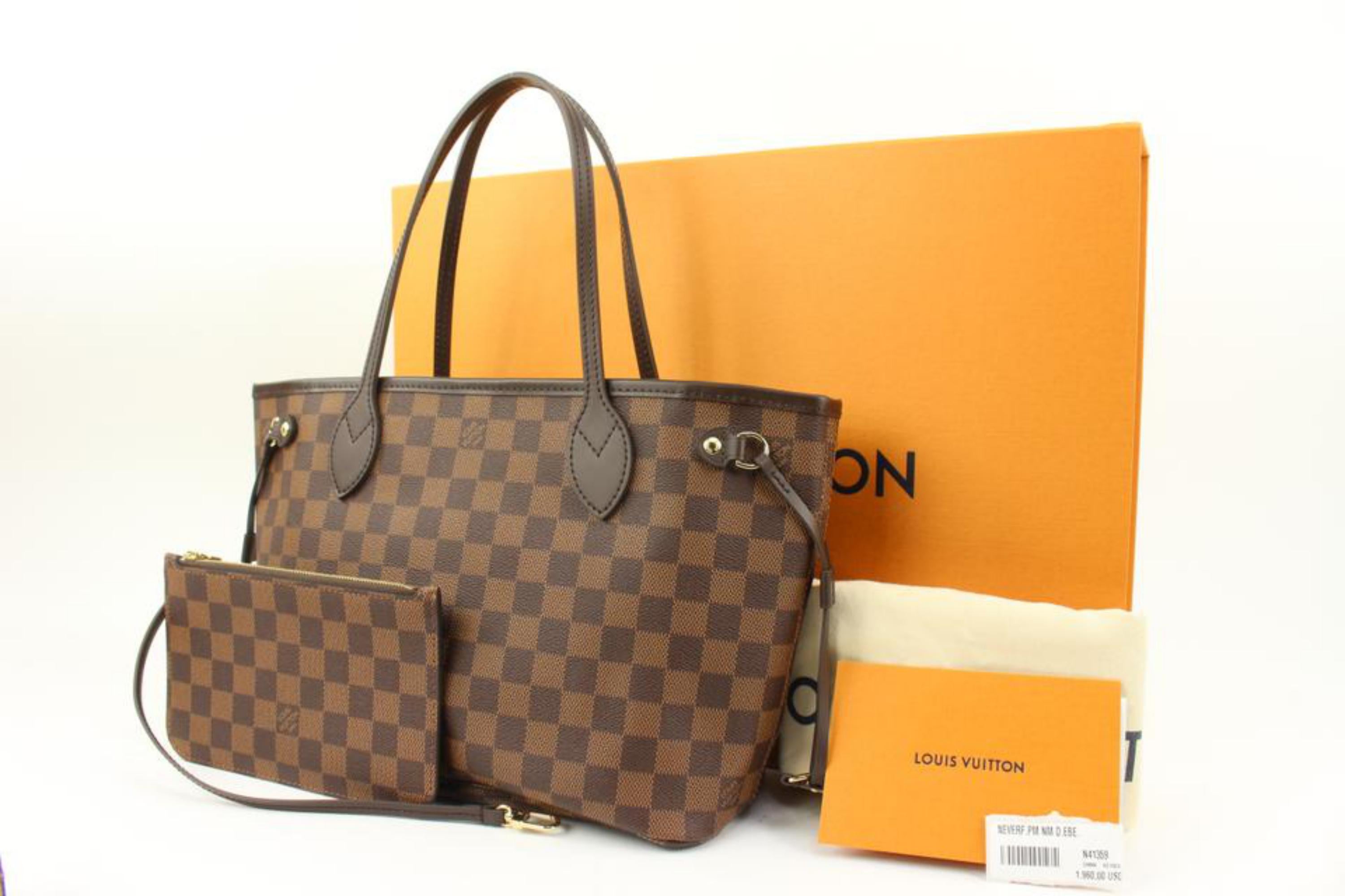 Louis Vuitton Small Damier Ebene Neverfull PM with Pochette 89lv221s
Date Code/Serial Number: RFID Chip
Made In: France
Measurements: Length:  14.5