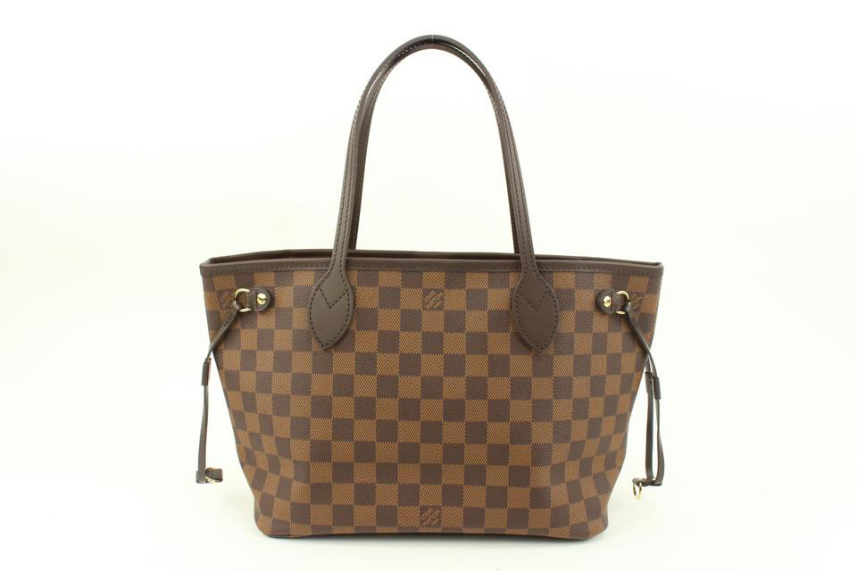Brown Louis Vuitton Small Damier Ebene Neverfull PM with Pochette 89lv221s