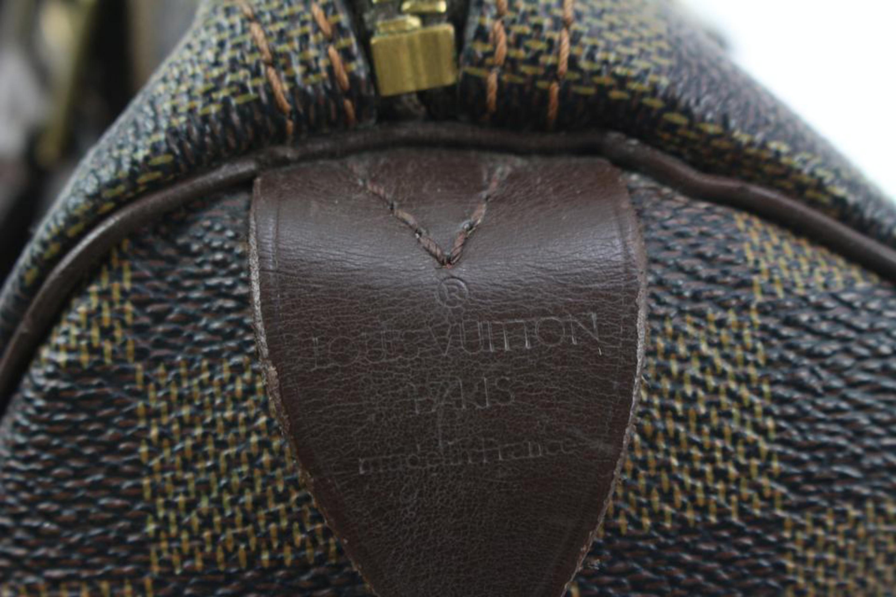 Petit sac Louis Vuitton Boston Speedy 25 en damier ébène PM 87lv33s Pour femmes en vente