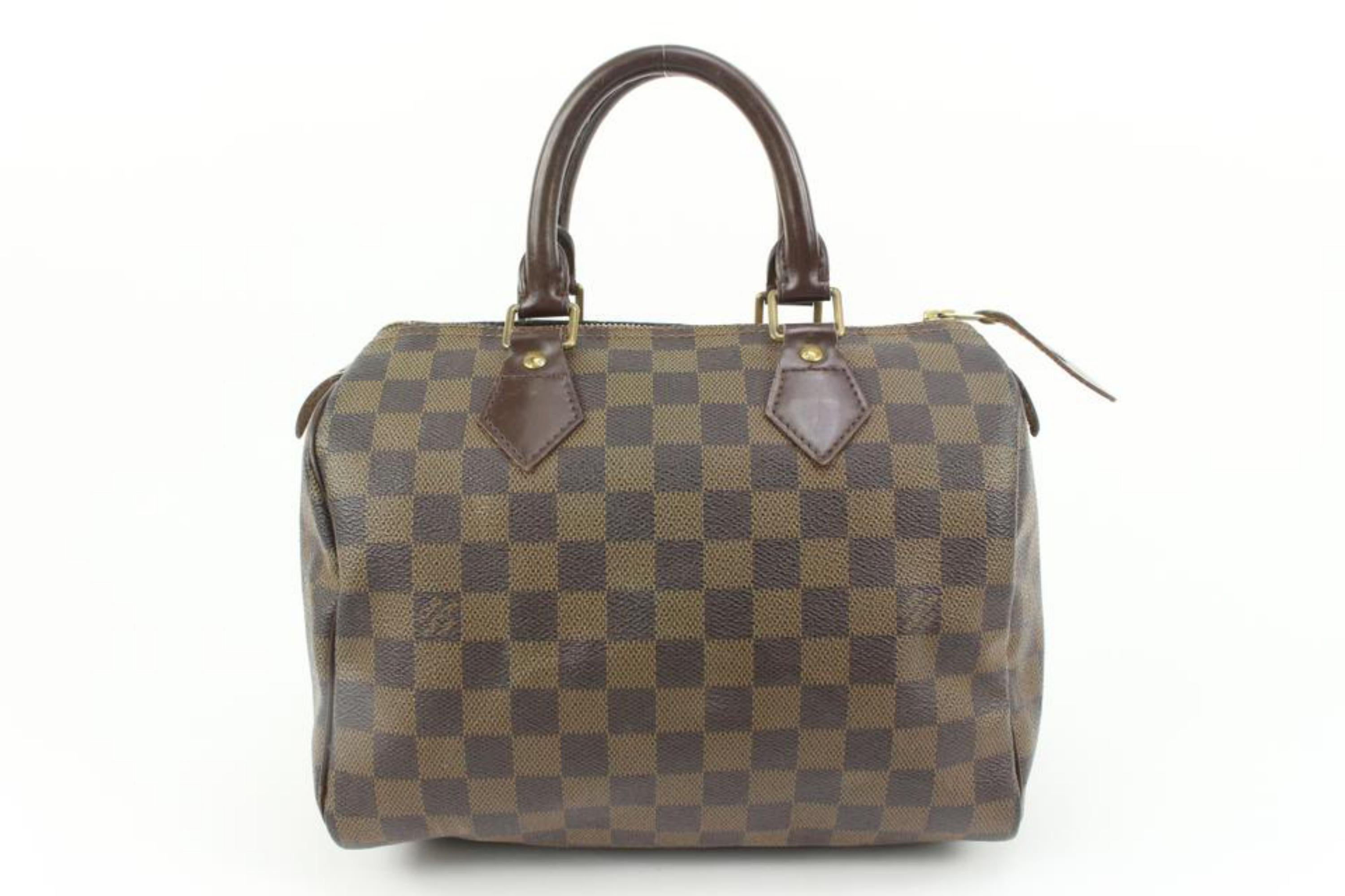 Louis Vuitton Small Damier Ebene Speedy 25 Boston Bag PM 87lv33s In Good Condition For Sale In Dix hills, NY