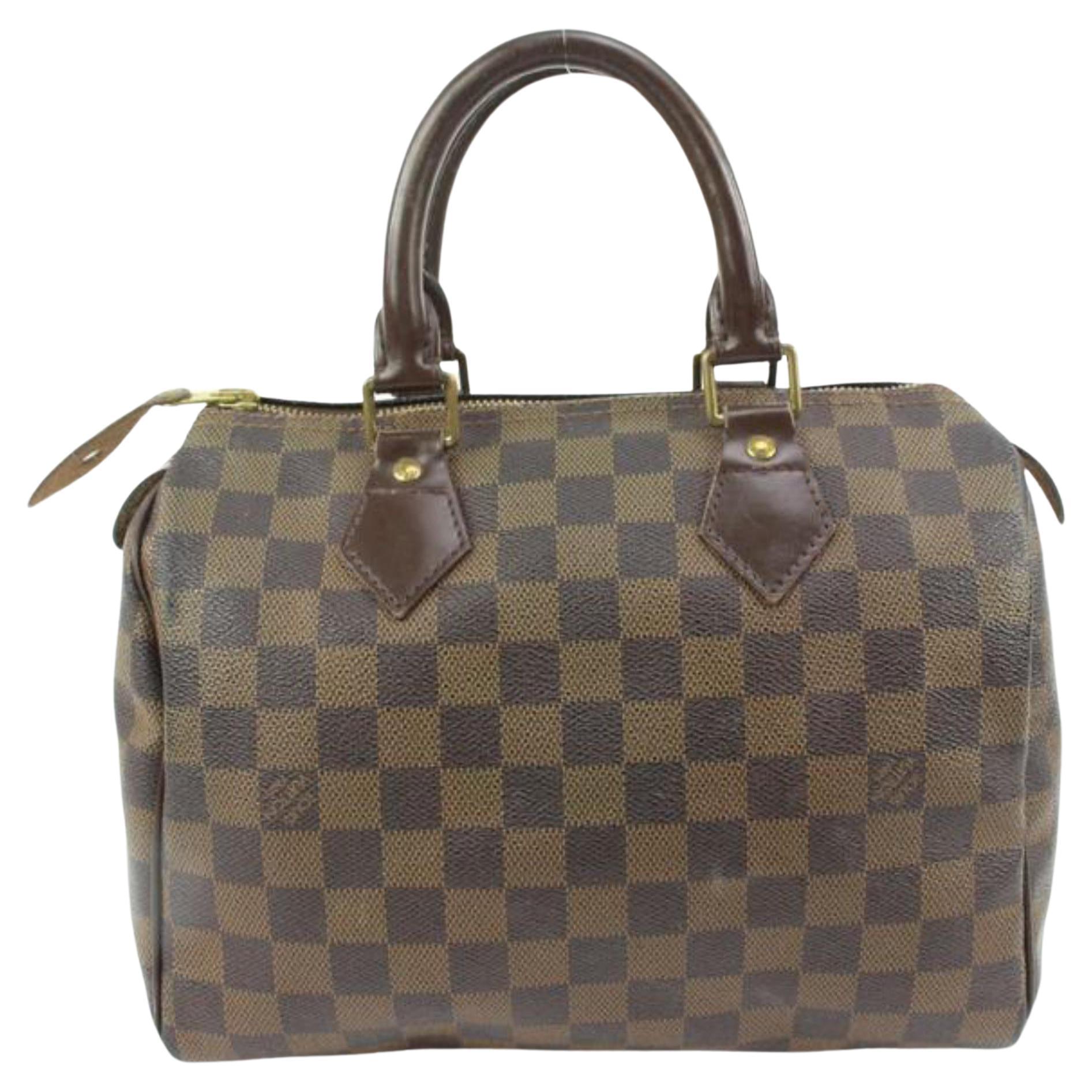 Louis Vuitton Small Damier Ebene Speedy 25 Boston Bag PM 87lv33s For Sale