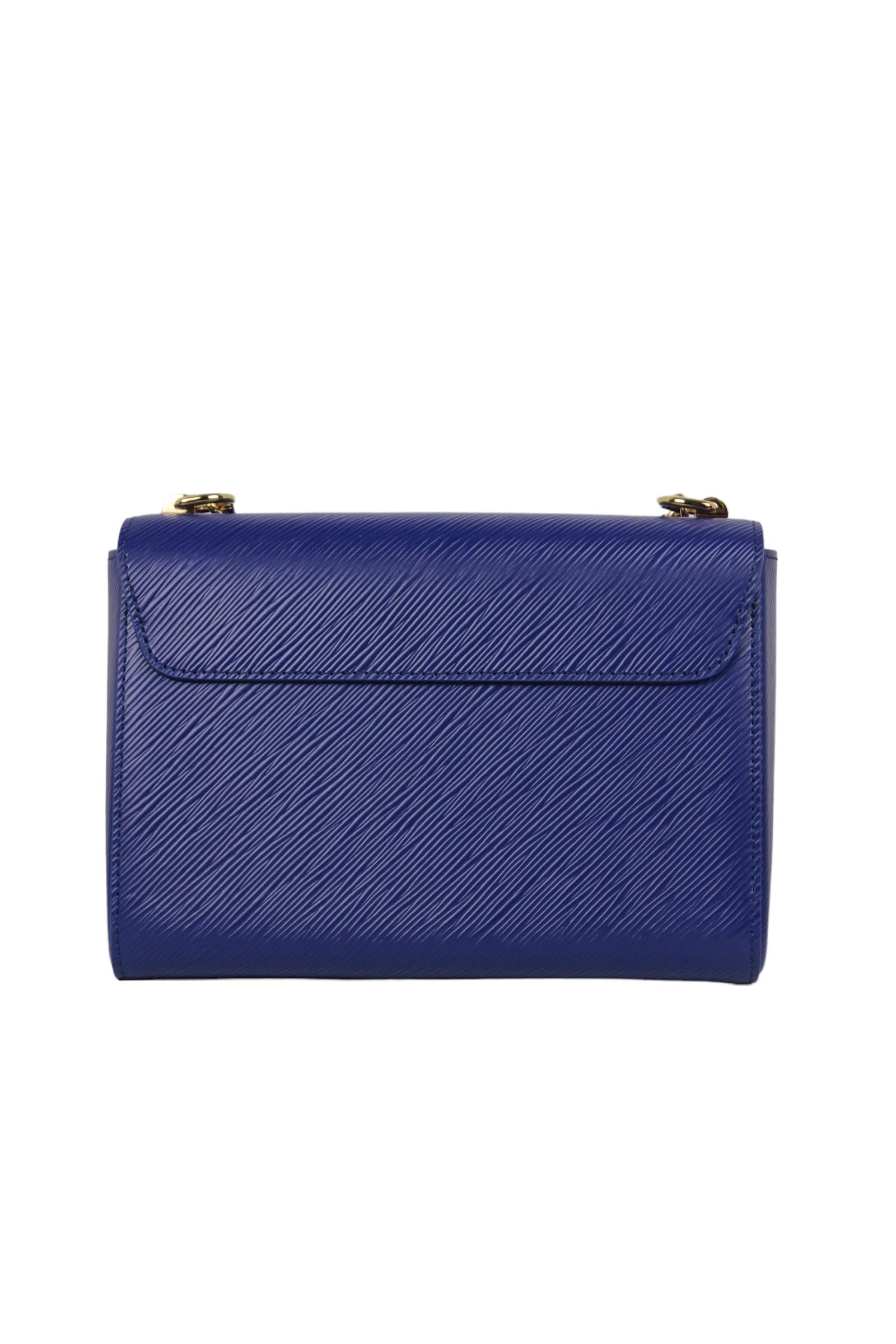 Louis Vuitton Smalt Blue Epi Leather Enamel LV Twist MM Bag In Excellent Condition In New York, NY