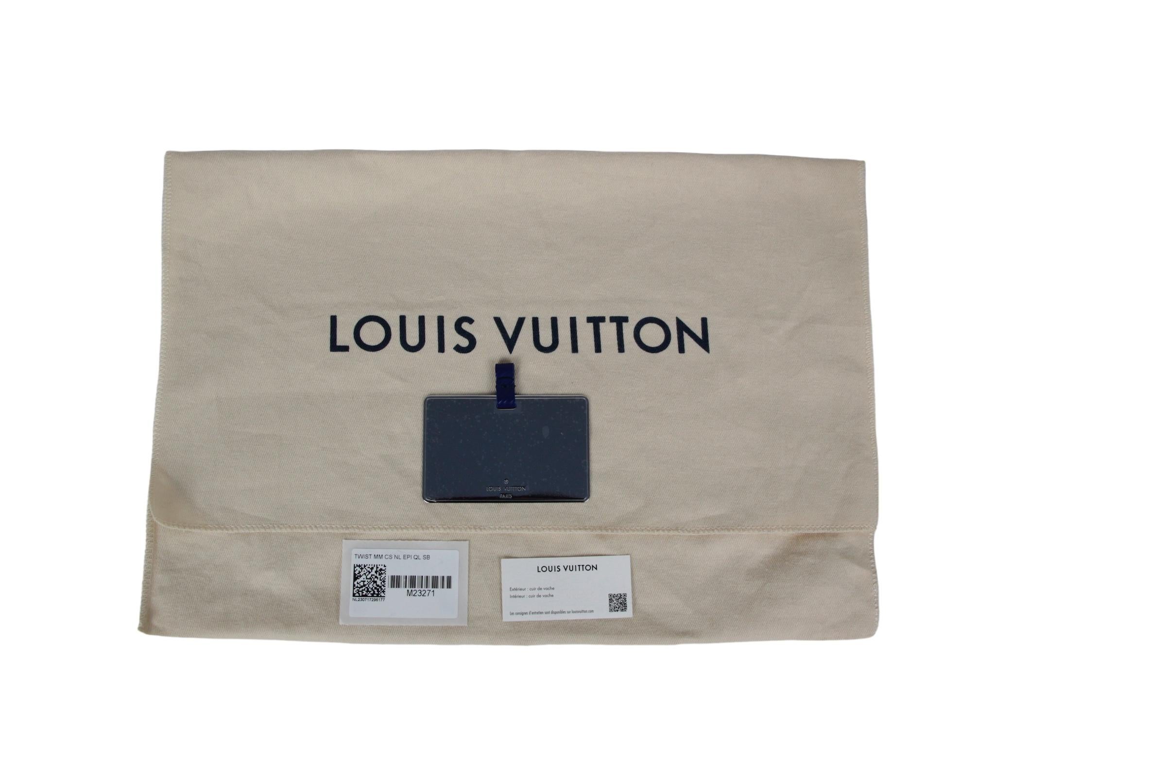 Louis Vuitton Smalt Blue Epi Leather Enamel LV Twist MM Bag 4