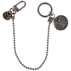 Retro LOUIS VUITTON Smoke Silver Tone Metal Monogram Wallet Key Chain