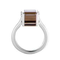 Louis Vuitton Smoky Quartz Cube White Gold Ring