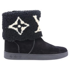 Louis Vuitton Snowdrop Monogrammed Shearling And Suede Ankle Boots Eu 38 Uk 5 Us