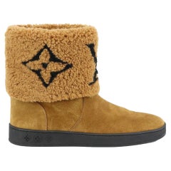 Louis Vuitton Snowdrop Monogrammed Shearling And Suede Ankle Boots Eu 38 Uk 5 Us