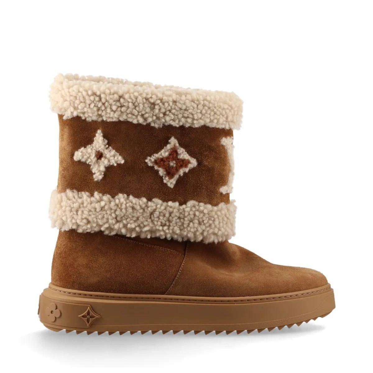 Louis Vuitton Snowdrop Wildlederstiefelette Braun Damen im Angebot