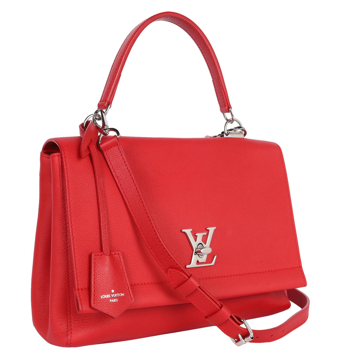 Women's LOUIS VUITTON Soft Calfskin Lockme II Top Handle Rubis Red For Sale