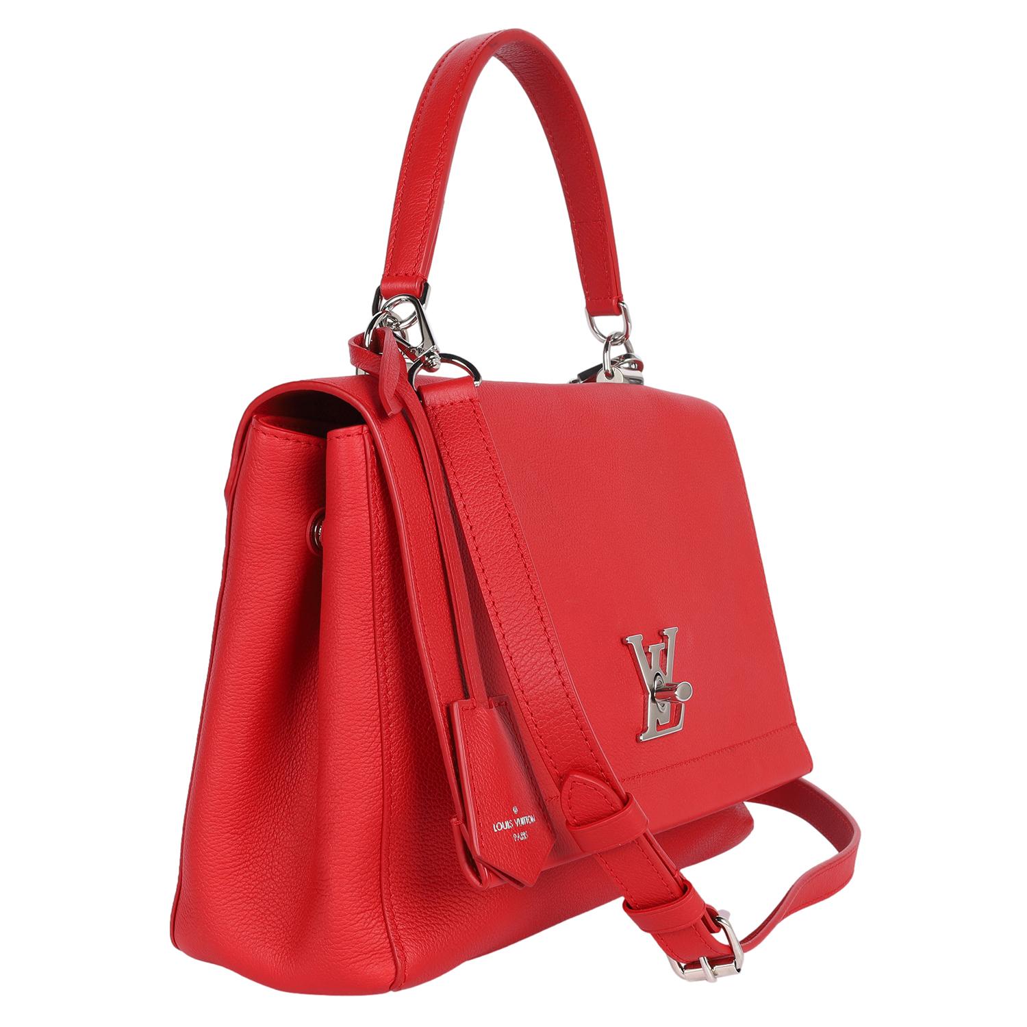 LOUIS VUITTON Soft Calfskin Lockme II Top Handle Rubis Red For Sale 1