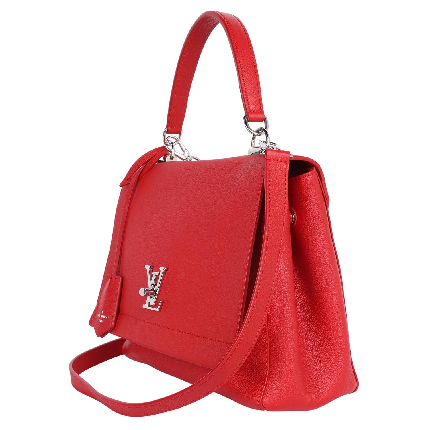LOUIS VUITTON Soft Calfskin Lockme II Top Handle Rubis Red For Sale 2