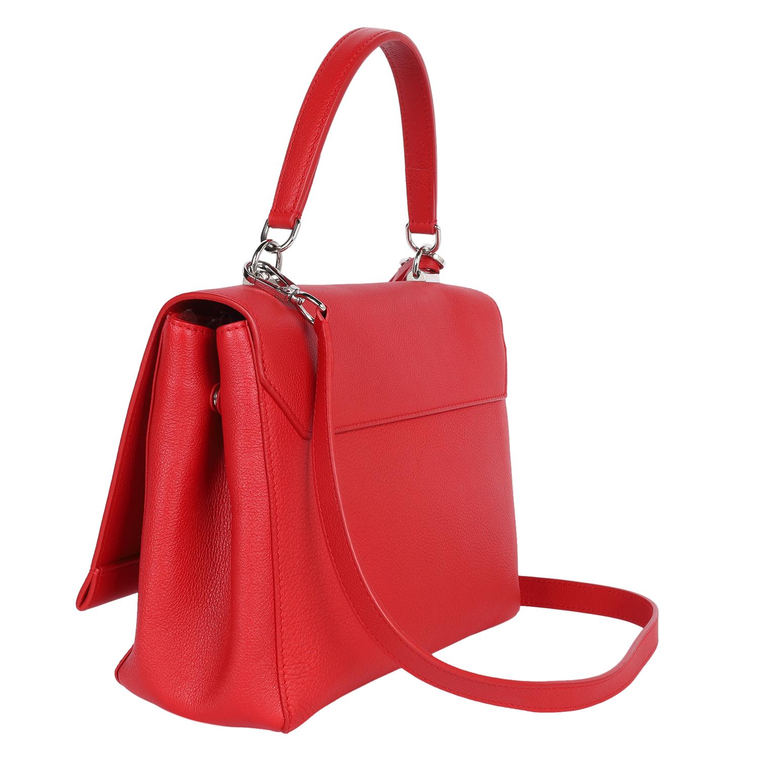 LOUIS VUITTON Soft Calfskin Lockme II Top Handle Rubis Red For Sale 4