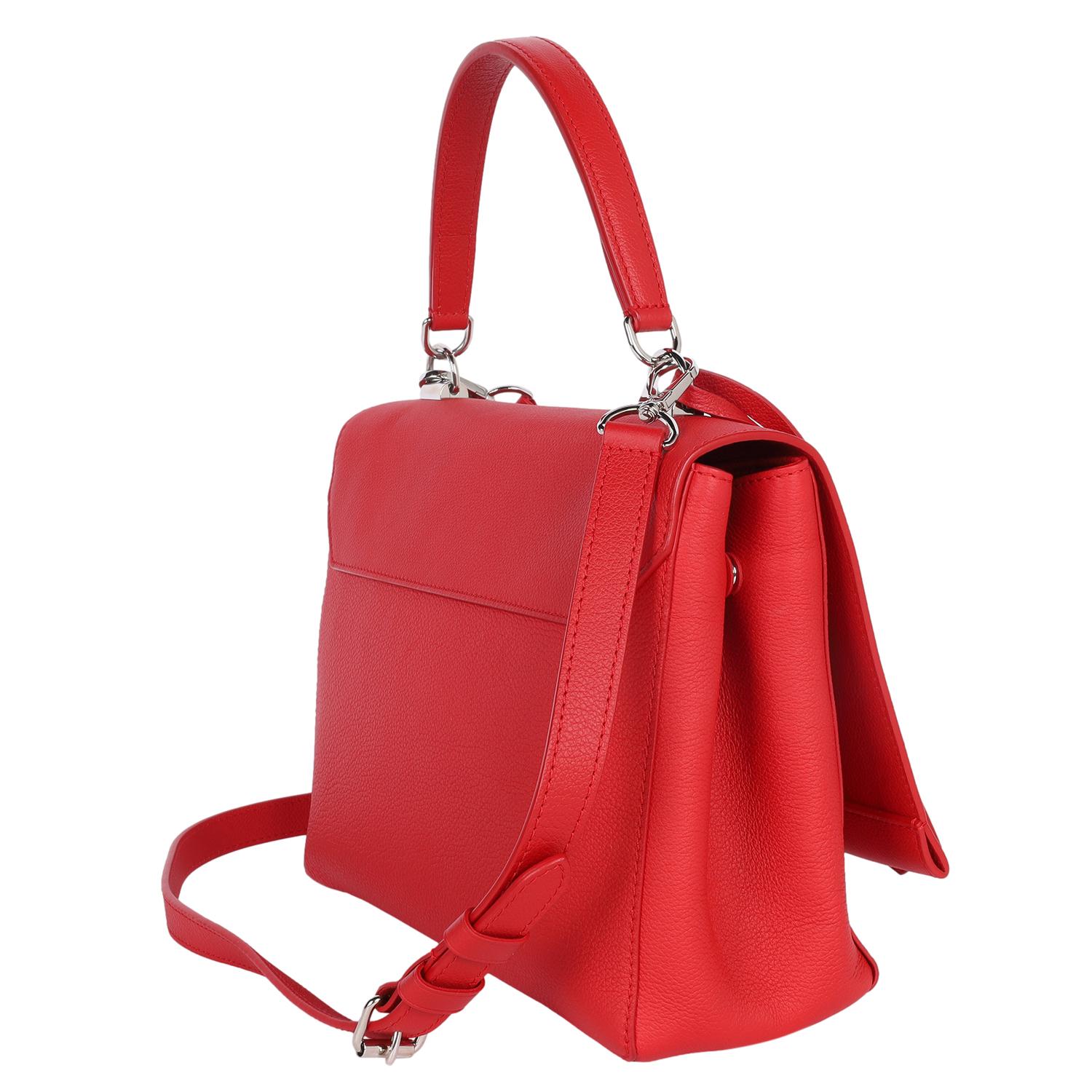 LOUIS VUITTON Soft Calfskin Lockme II Top Handle Rubis Red For Sale 5